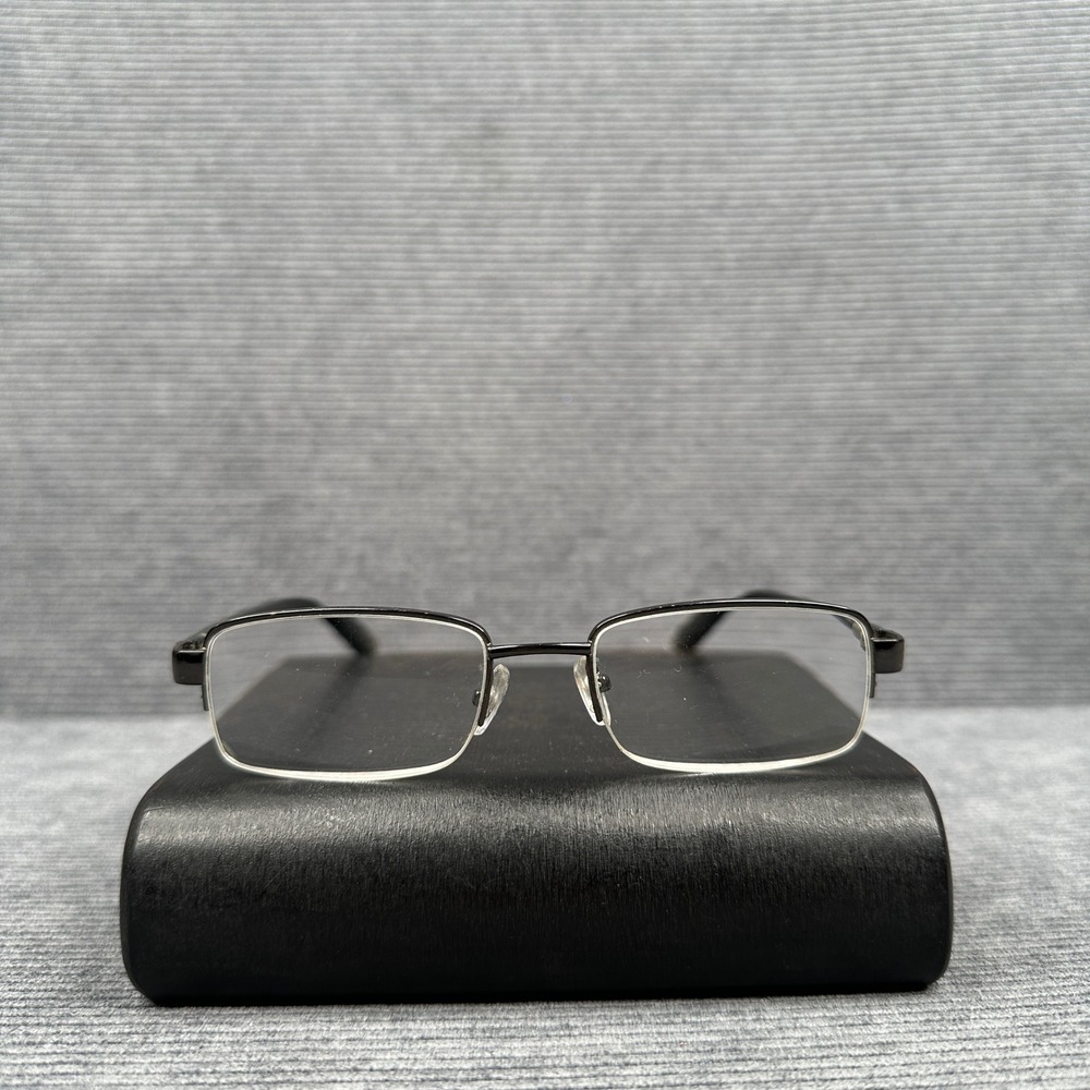 Foster Grant Lyden GUN Rectangular Semi-Rimless Reading y2k Glasses vtg black